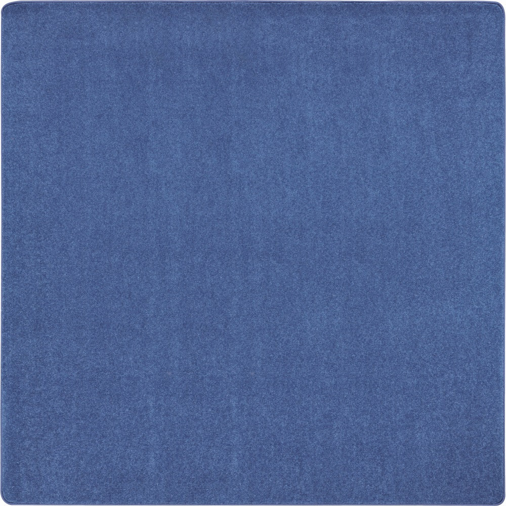 Joy Carpets Kid Essentials Solid Color Square Area Rug, Just Kidding, 6ft x 6ft, Cobalt Blue