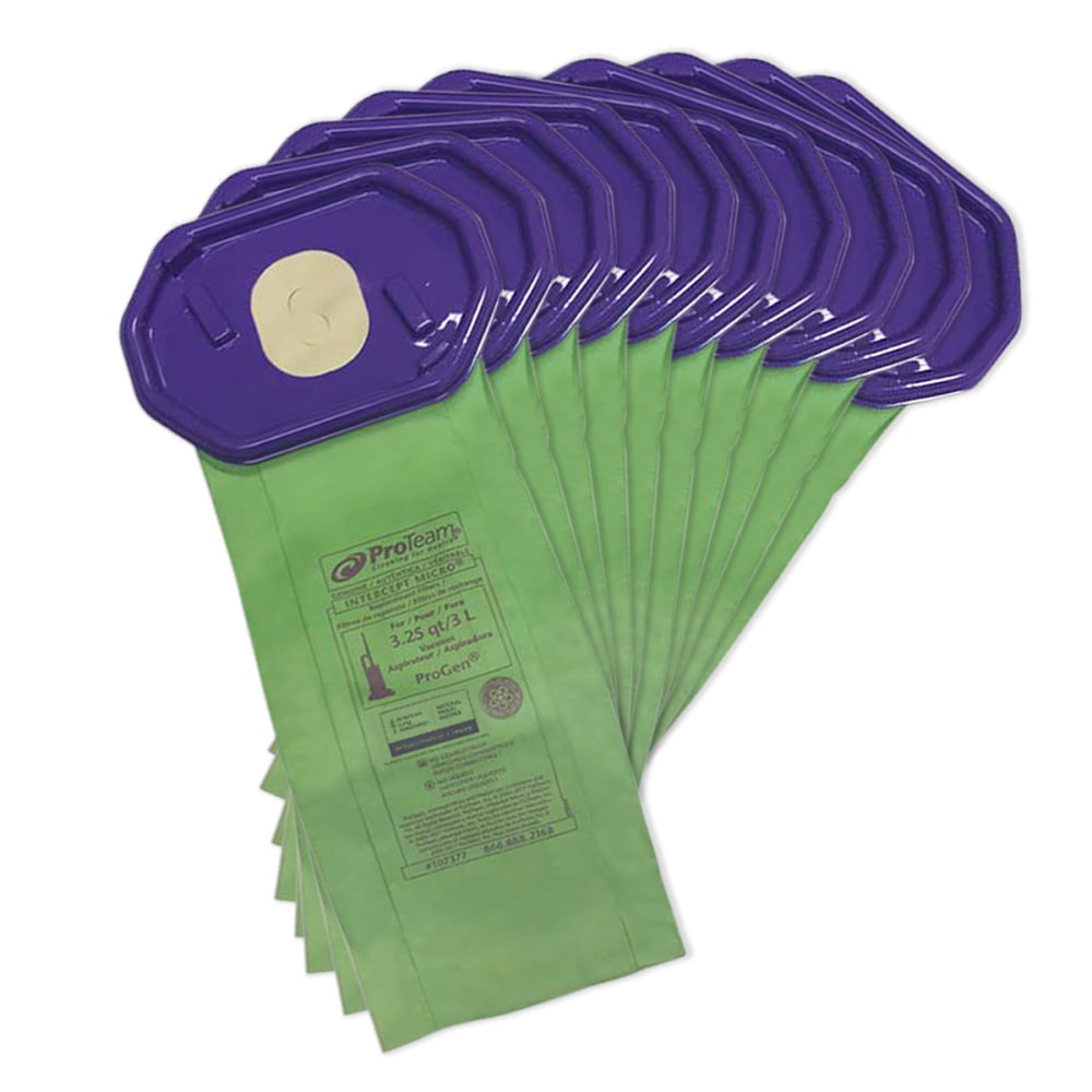 ProTeam ProGen Intercept Micro Bags, 3.25-Quart, Green, Pack Of 10 Bags
