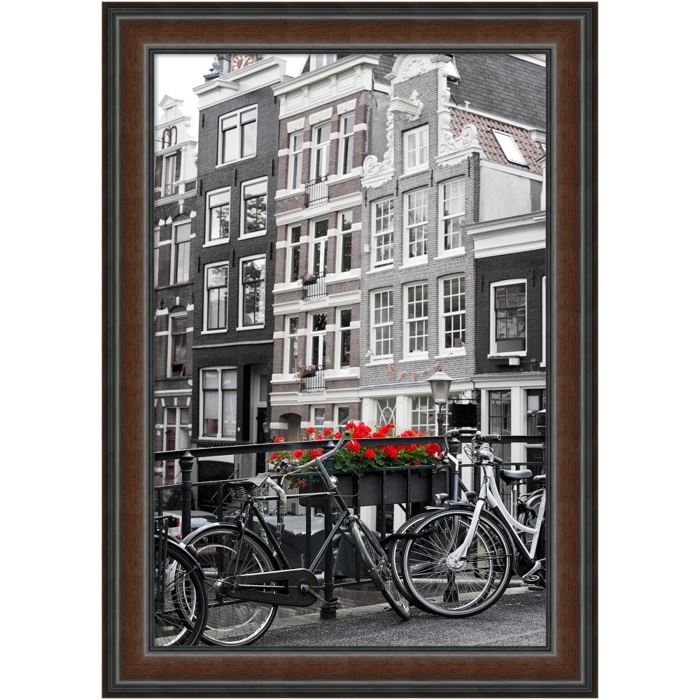 Amanti Art Wood Picture Frame, 35in x 25in, Matted For 20in x 30in, Cyprus Walnut