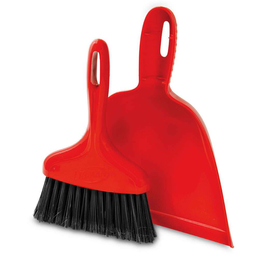 Libman Commercial Dust Pan With Whisk Broom, 10inW, Red, Pack Of 6 Sets