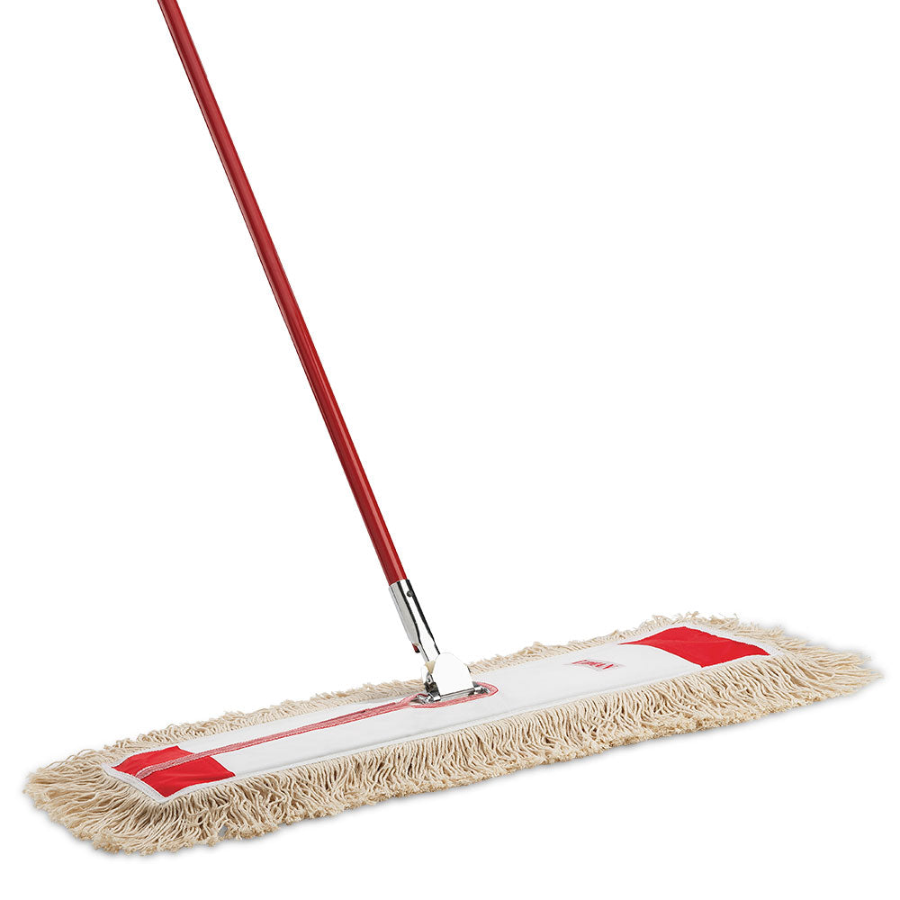 Libman Commercial Steel Dust Mops, 24in, Red/White, Pack Of 6 Mops