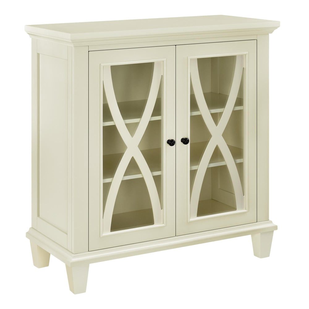 Ameriwood Home Ellington Double-Door Accent Cabinet, 3 Shelves, Ivory