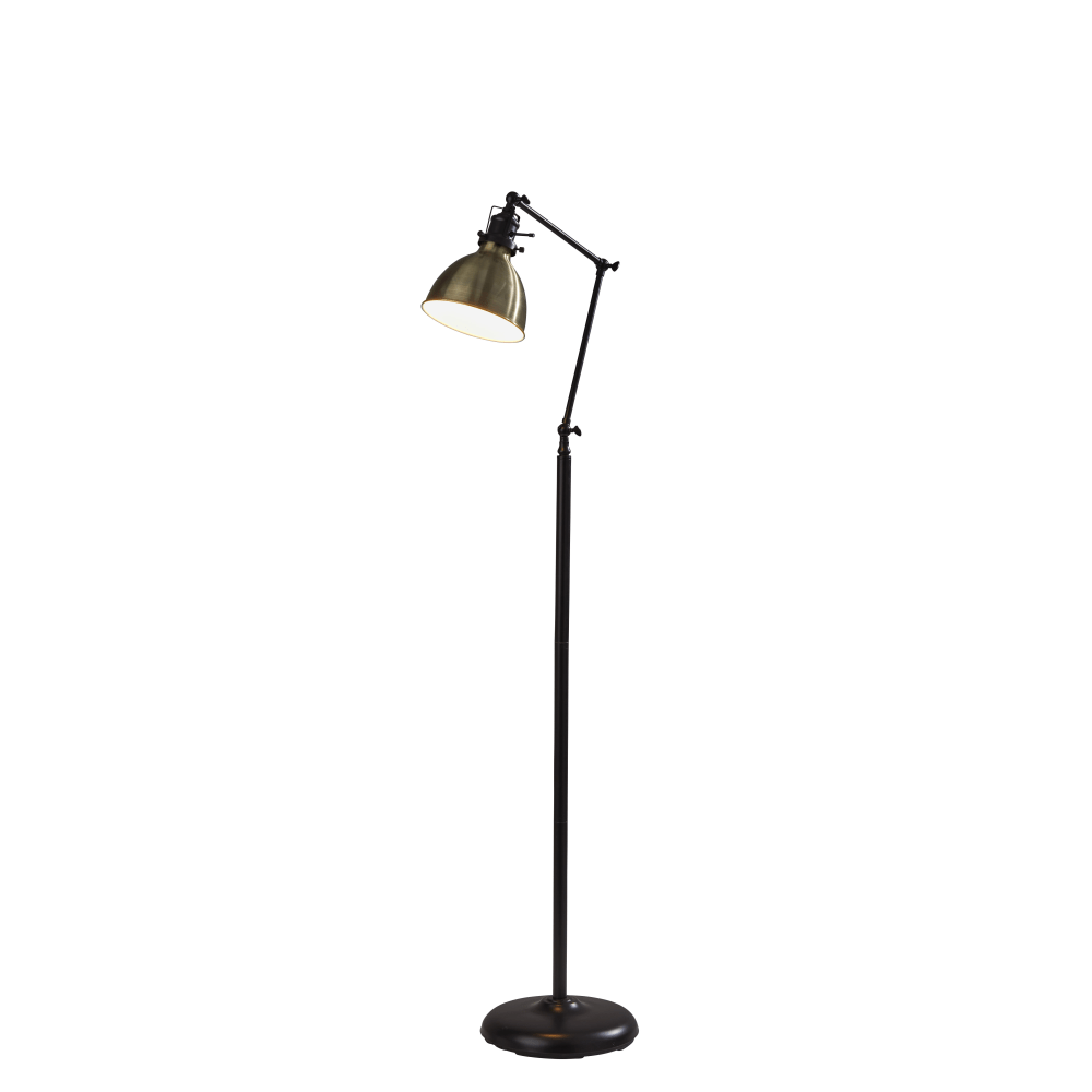 Adesso Alden Floor Lamp, 61inH,  Antique Brass Shade/Antique Bronze Base
