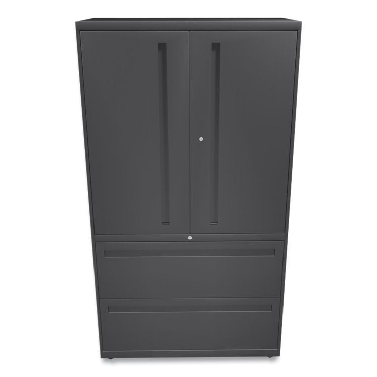 Brigade 700 Series Lateral File, Three-Shelf Enclosed Storage, 2 Legal/letter-Size File Drawers, Charcoal, 36" X 18" X 64.25"