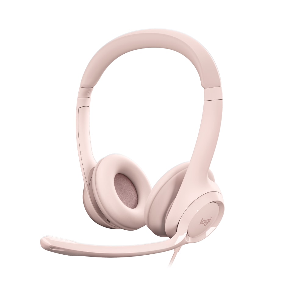 Logitech H390 Wired On-Ear Headset For PC/Laptop, Rose, 981-001280