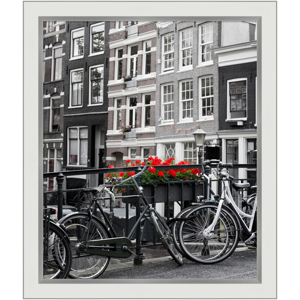 Amanti Art Narrow Picture Frame, 27in x 23in, Matted For 20in x 24in, Eva White Silver