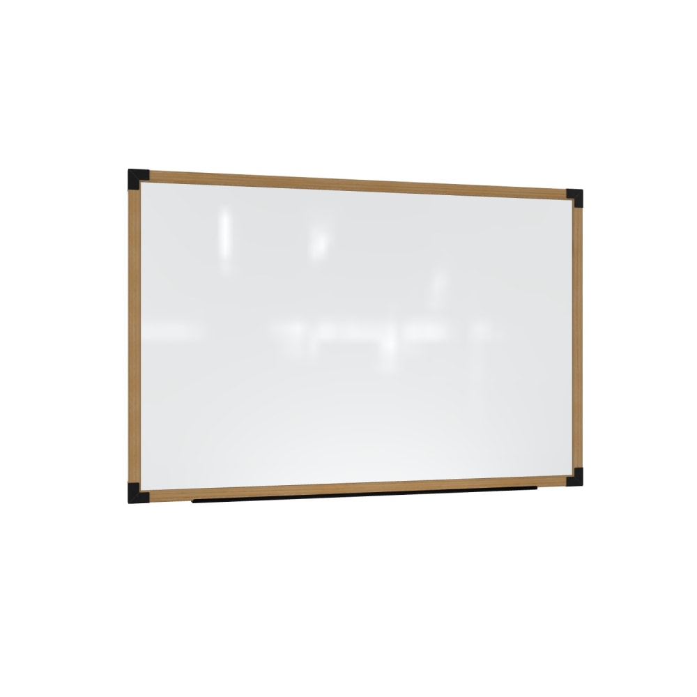 Ghent Prest Magnetic Dry-Erase Whiteboard, Porcelain, 38-1/4in x 50-1/4in, White, Natural Wood Frame