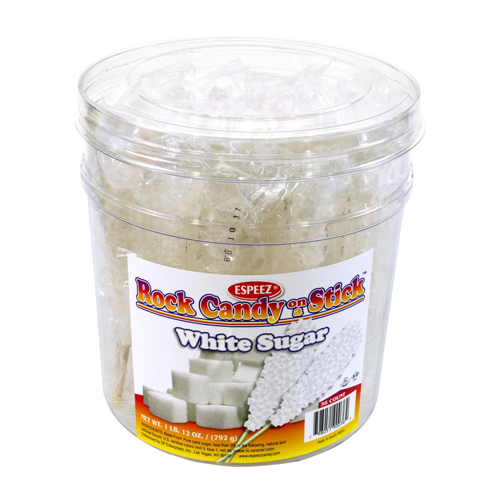 Espeez Rock Candy Sticks, 7in, Clear White, Pack Of 36