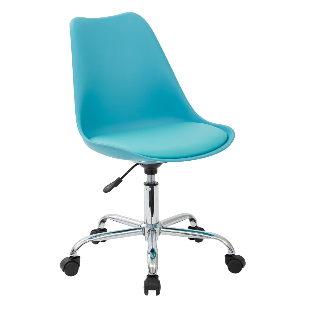 Ave Six Emerson Mid-Back Chair, Teal/Silver