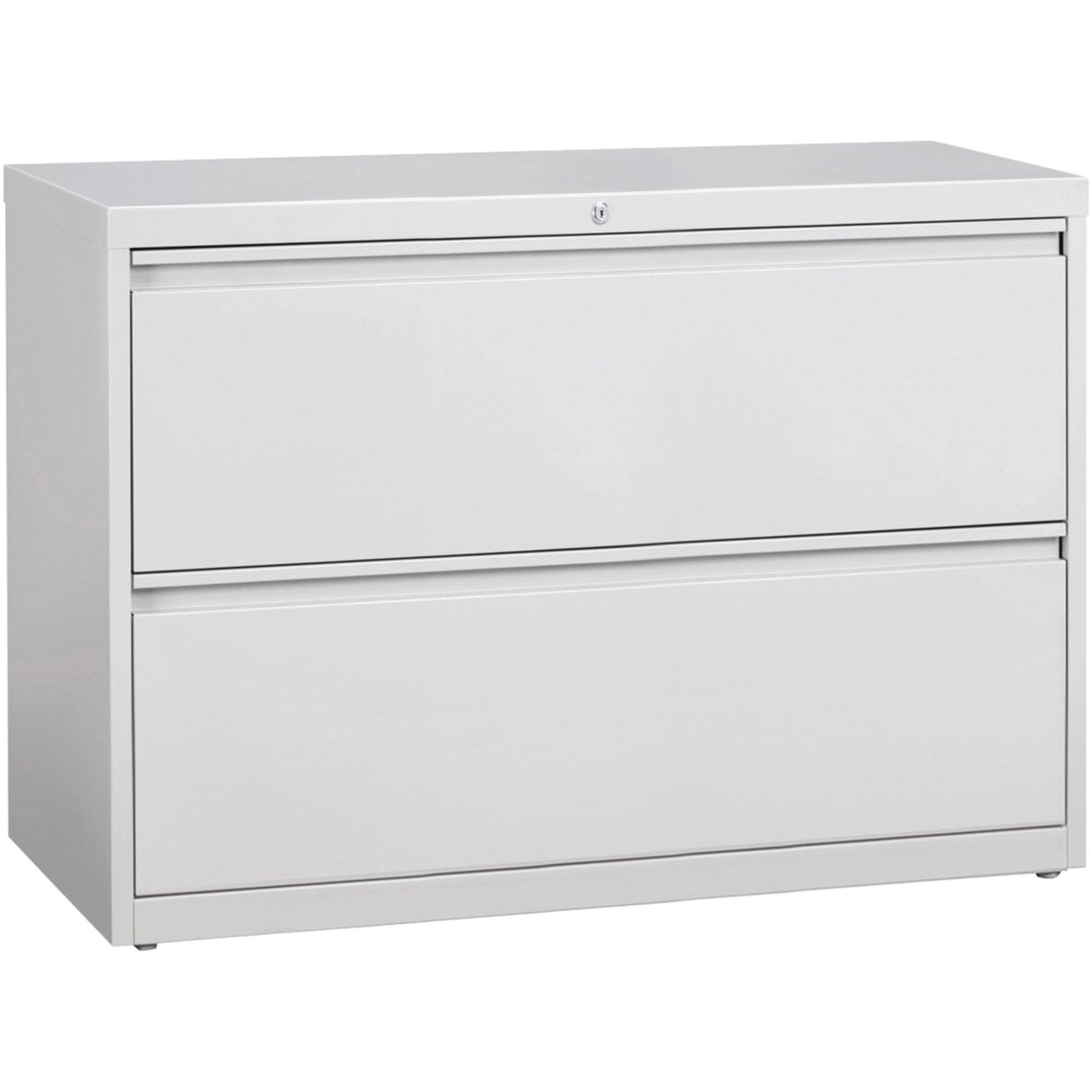 Lorell Fortress 42inW x 18-5/8inD Lateral 2-Drawer File Cabinet, Light Gray