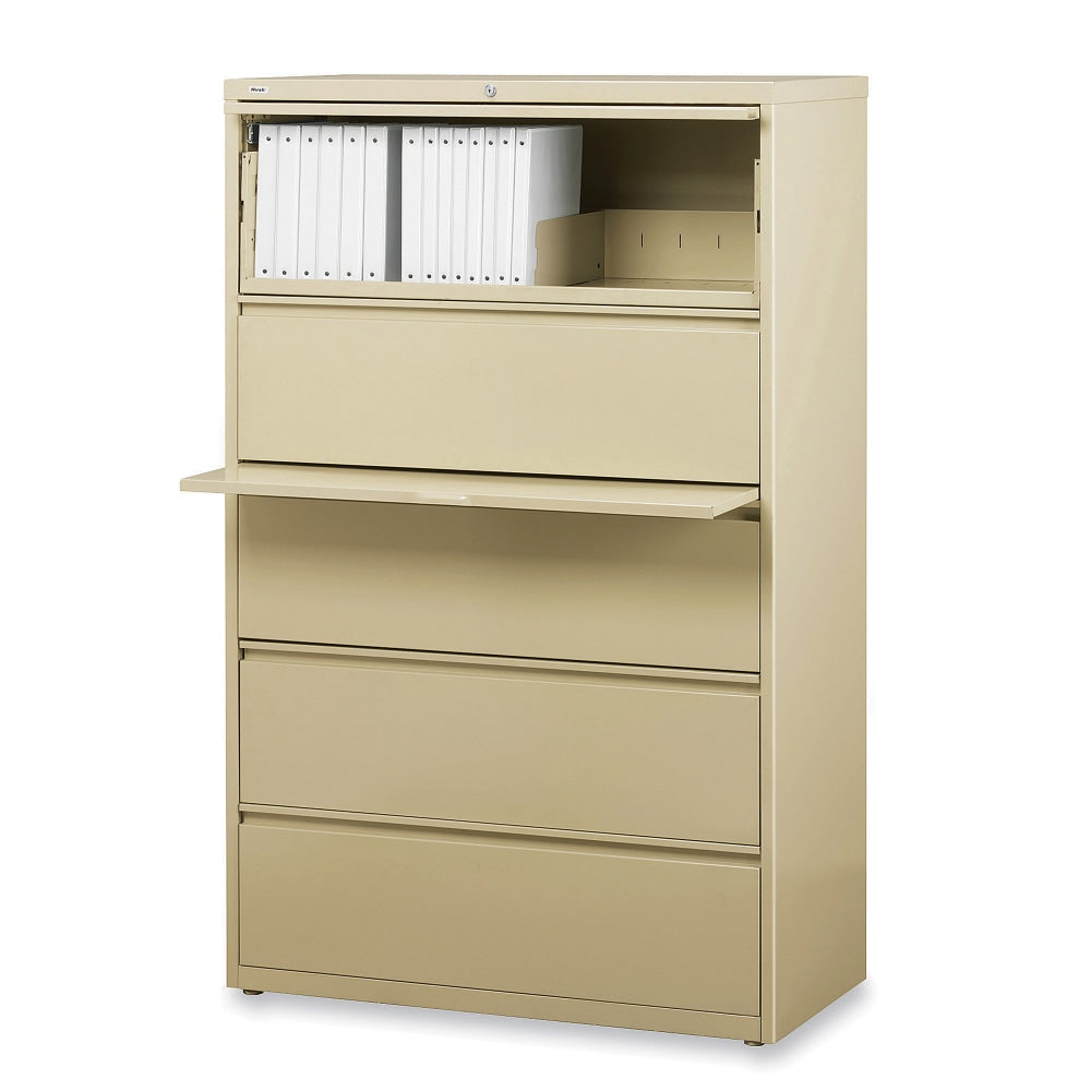 Lorell Fortress 36inW x 18-5/8inD Lateral 5-Drawer File Cabinet, Putty