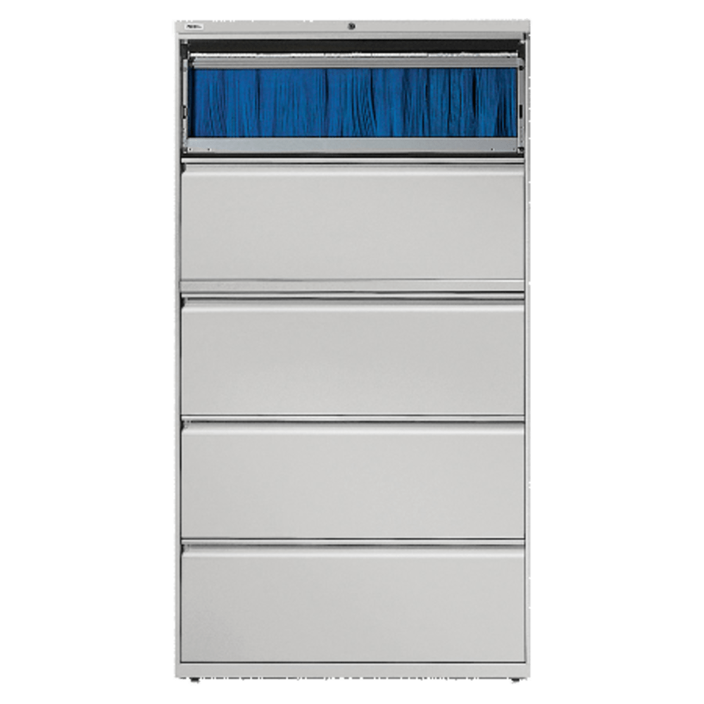 Lorell Fortress 36inW x 18-5/8inD Lateral 5-Drawer File Cabinet, Light Gray