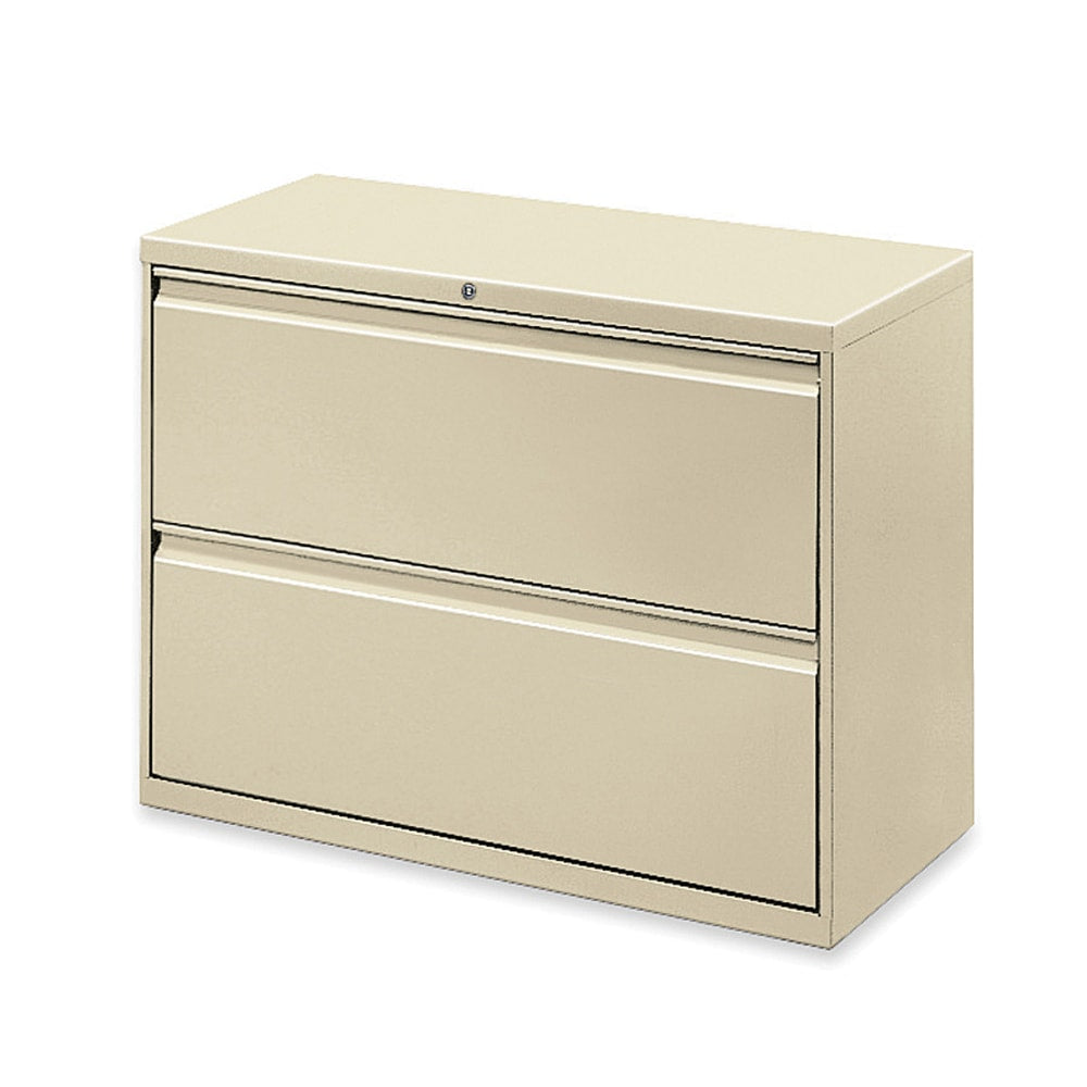 Lorell Fortress 36inW x 18-5/8inD Lateral 2-Drawer File Cabinet, Putty
