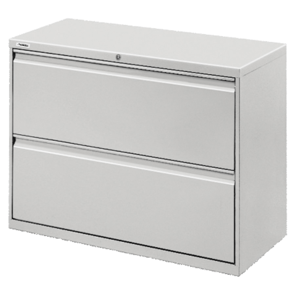 Lorell Fortress 36inW x 18-5/8inD Lateral 2-Drawer File Cabinet, Light Gray