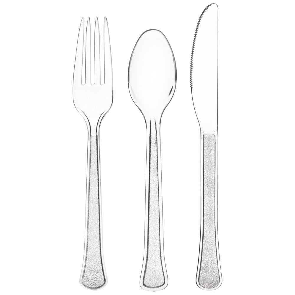 Amscan 8016 Solid Heavyweight Plastic Cutlery Assortments, Clear, 80 Pieces Per Pack, Set Of 2 Packs