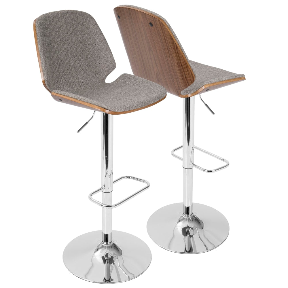 LumiSource Serena Mid-Century Modern Barstool, Gray/Chrome