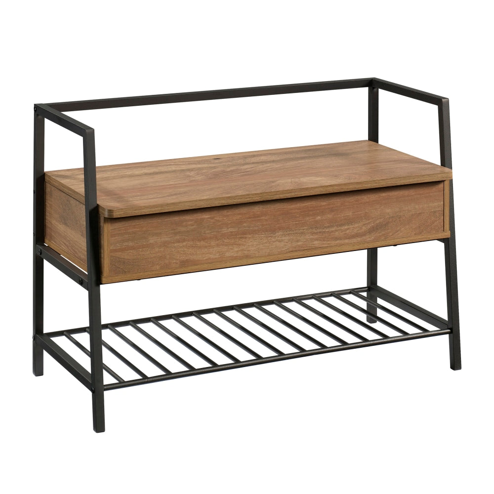 Sauder North Avenue Storage Bench, 24inH x 35-7/16inW x 15-1/2inD, Sindoori Mango/Black