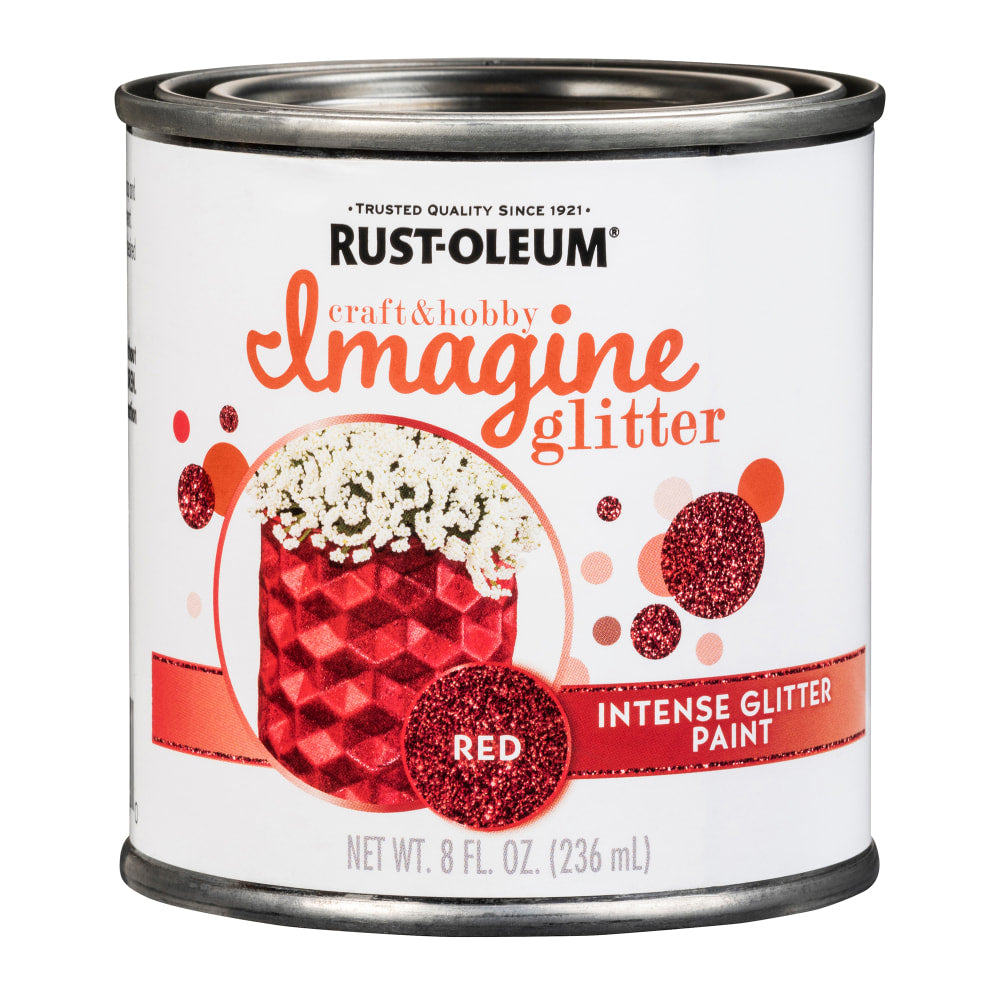 Rust-Oleum Imagine Craft and Hobby Glitter Paint, 8 Oz, Red, Pack Of 4 Cans