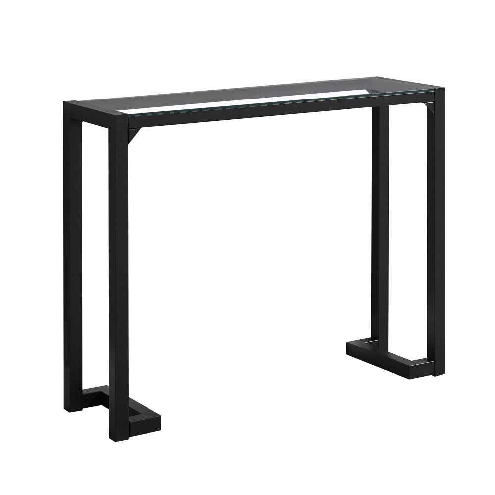 Monarch Specialties Hazel Accent Table, 32inH x 42inW x 12inD, Black/Clear