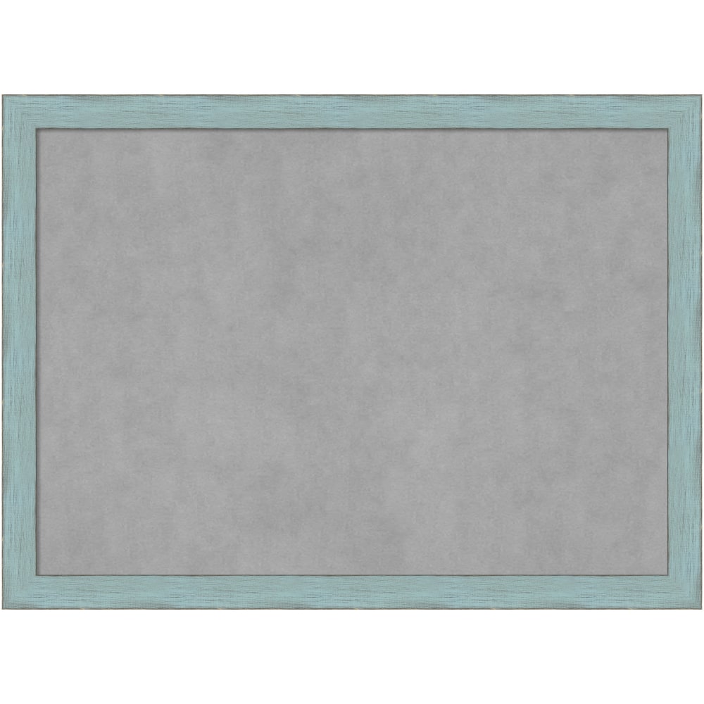 Amanti Art Magnetic Bulletin Board, Steel/Aluminum, 30in x 22in, Sky Blue Rustic Wood Frame