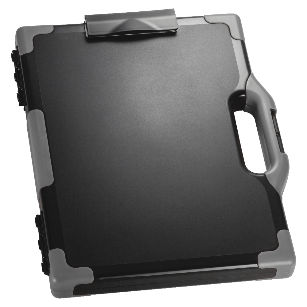 Officemate OIC Carry-All Clipboard Box, 15 1/2inH x12 1/2inW x 2 1/4inD, Gray/Black