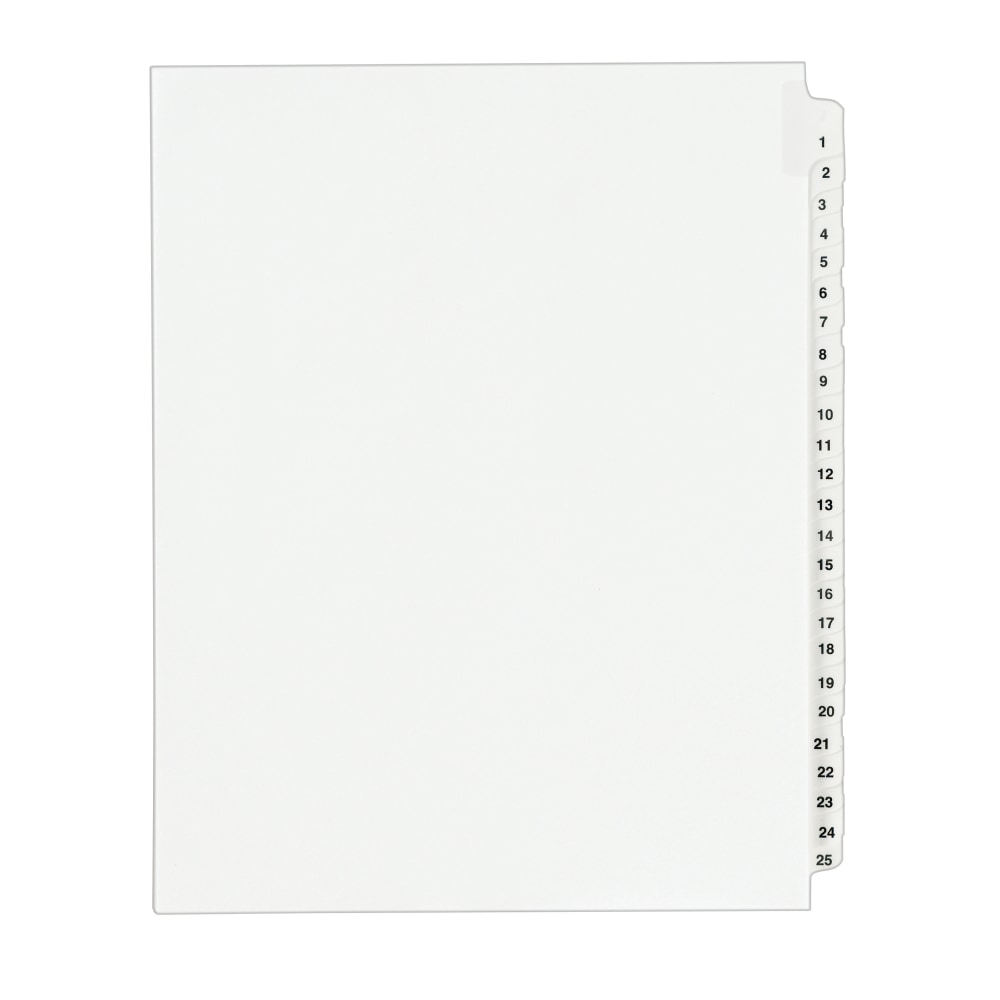 Avery Standard Collated Legal Dividers, Avery Style, 8 1/2in x 11in, White Dividers/White Tabs, 1-25 Set