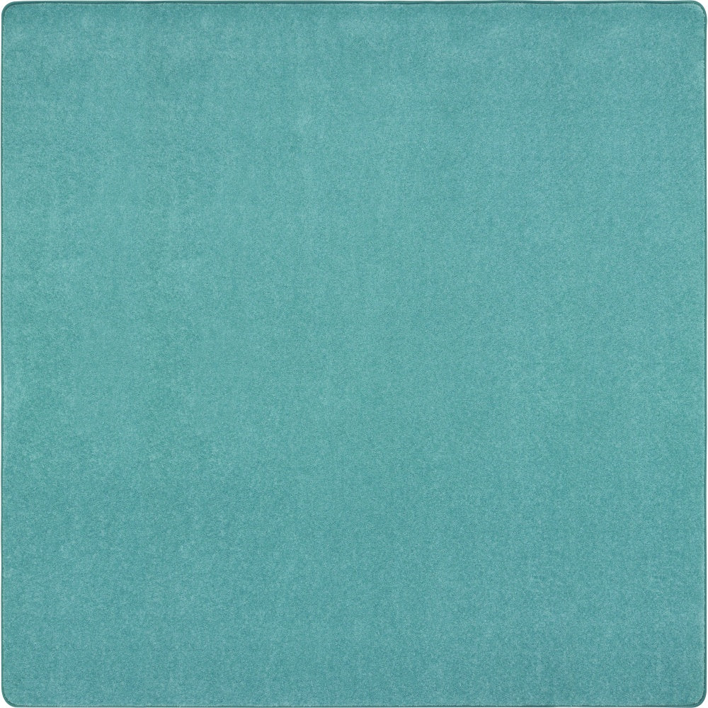 Joy Carpets Kid Essentials Solid Color Square Area Rug, Just Kidding, 6ft x 6ft, Seafoam