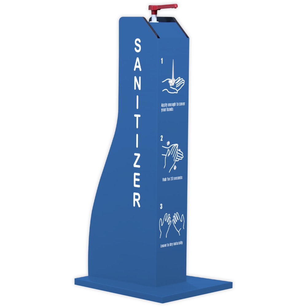 COSCO Hand Sanitizer Stand Dispenser, 38-1/4inH x 15inW x 18inD, Blue/Black