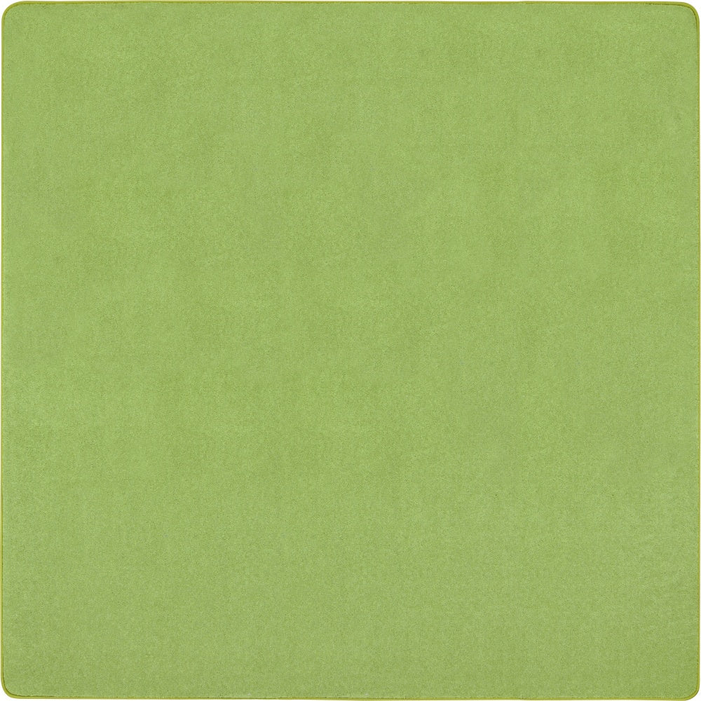 Joy Carpets Kid Essentials Solid Color Square Area Rug, Just Kidding, 6ft x 6ft, Lime Green