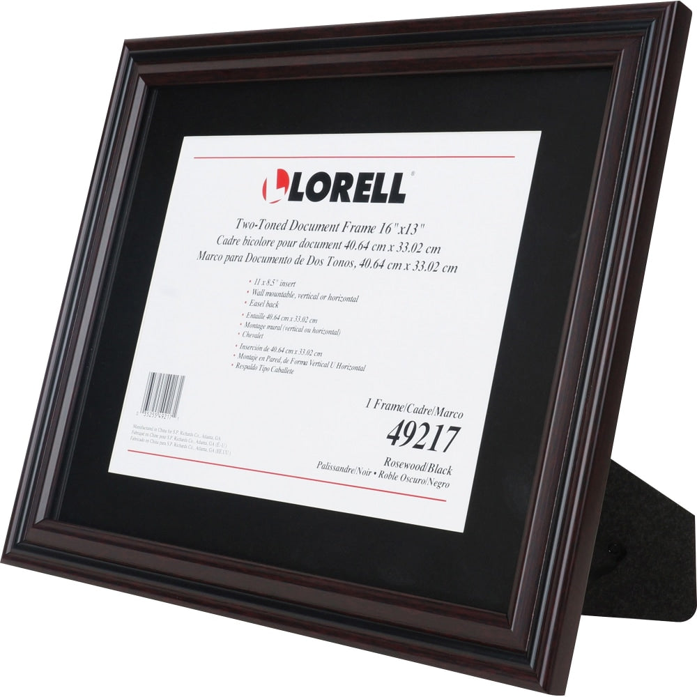 Lorell 2-toned Certificate Frame - 13in x 16in Frame Size - Holds 8.50in x 11in Insert - Rectangle - Desktop - Horizontal, Vertical - 1 Each - Rosewood