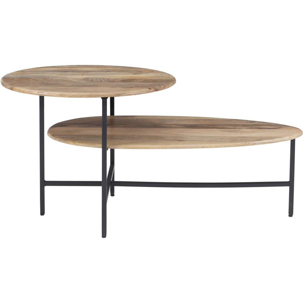 Powell Darby 2-Tier Coffee Table, 18inH x 38inW x 22inD, Natural/Black