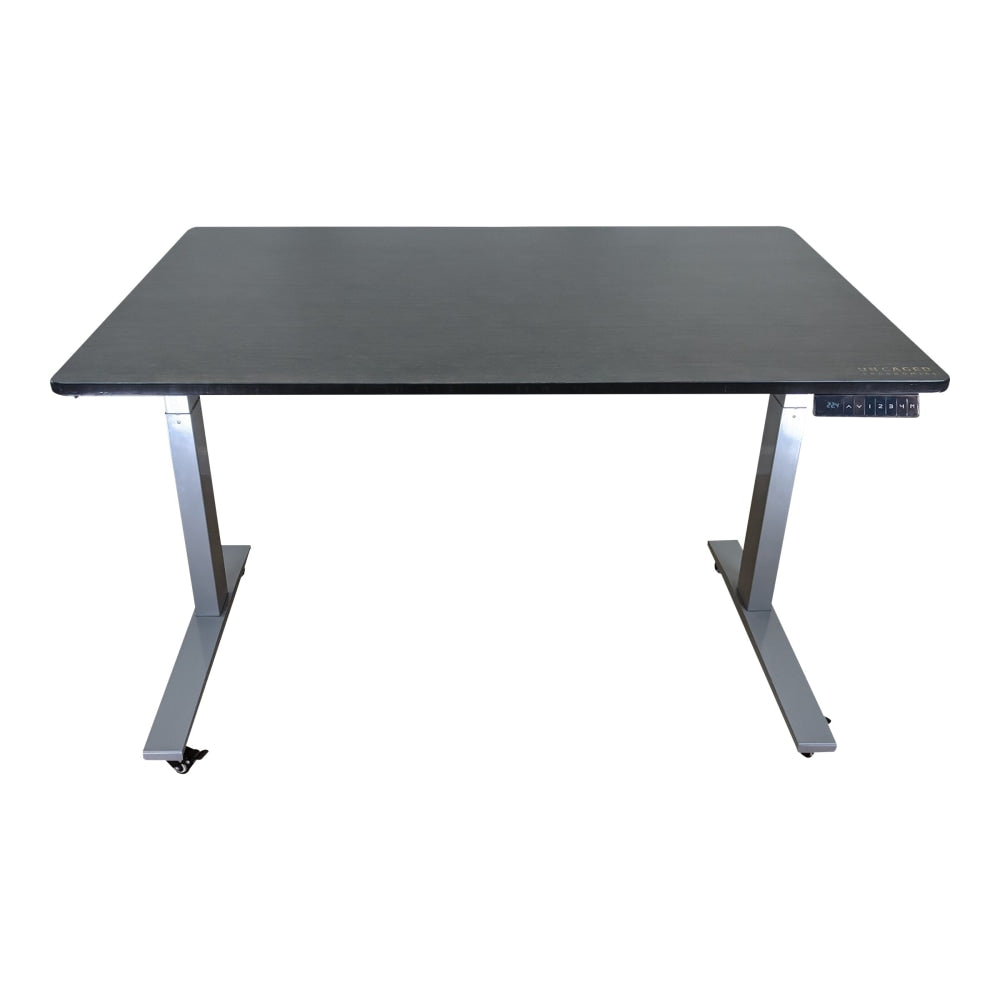 Rise Up Electric Standing Desk 48x30in Black Bamboo Desktop Dual Motors Adjustable Height Gray Frame (26-51.6in) with memory - Upgrade to a truly ergonomic, motorized sit stand up office desk featuring premium motors - one touch adjusting - memory