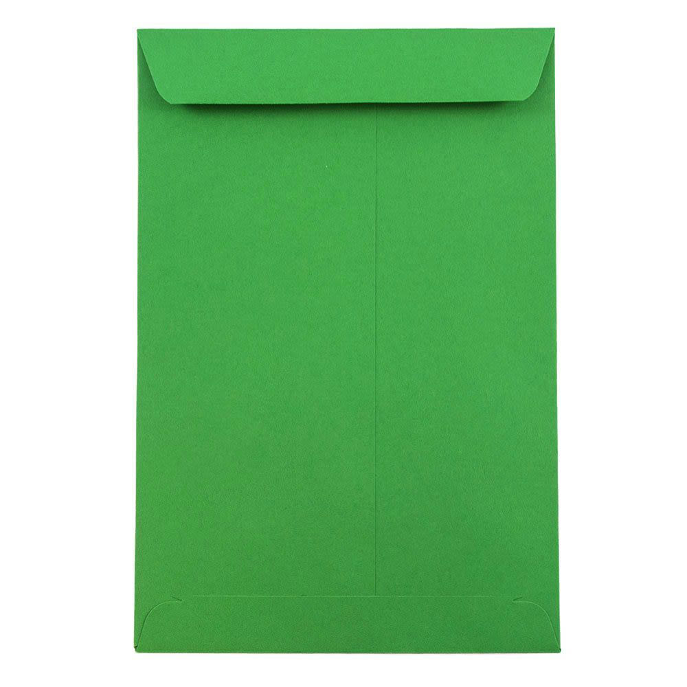 JAM Paper Open-End 6in x 9in Catalog Envelopes, Gummed Seal, 30% Recycled, Green, Pack Of 10
