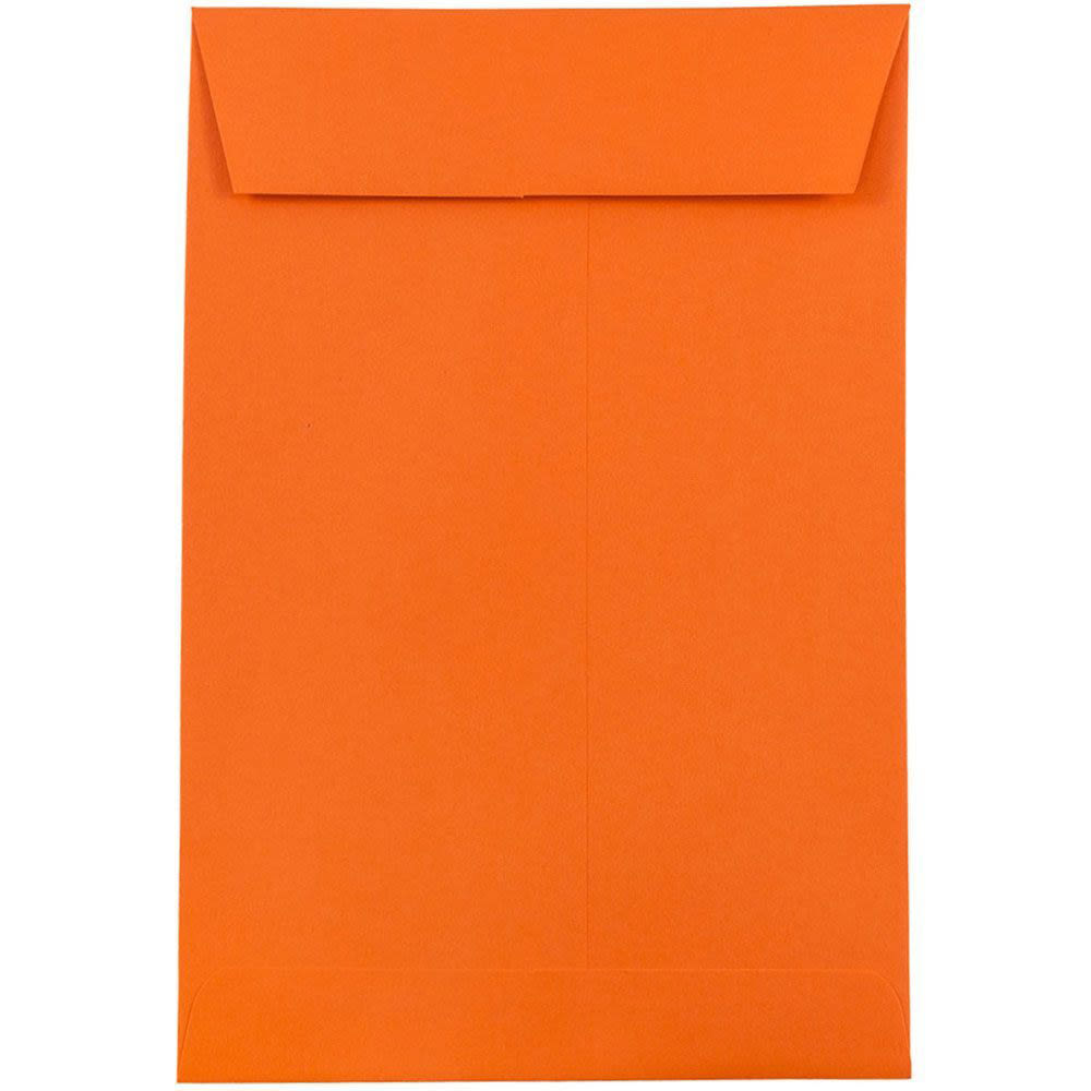 JAM Paper Open-End 6in x 9in Catalog Envelopes, Gummed Seal, 30% Recycled, Orange, Pack Of 10
