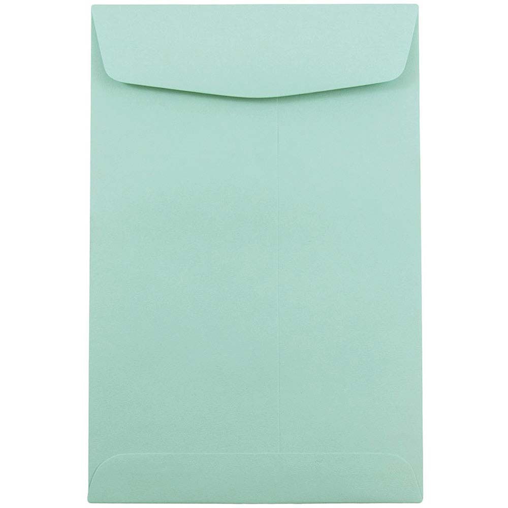 JAM Paper Open-End 6in x 9in Catalog Envelopes, Gummed Closure Aqua, Pack Of 10