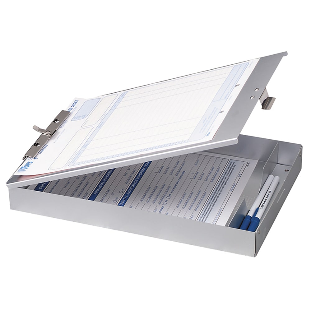 OIC Aluminum Storage Clipboard Form Holder, 8 1/2in x 12in, Silver