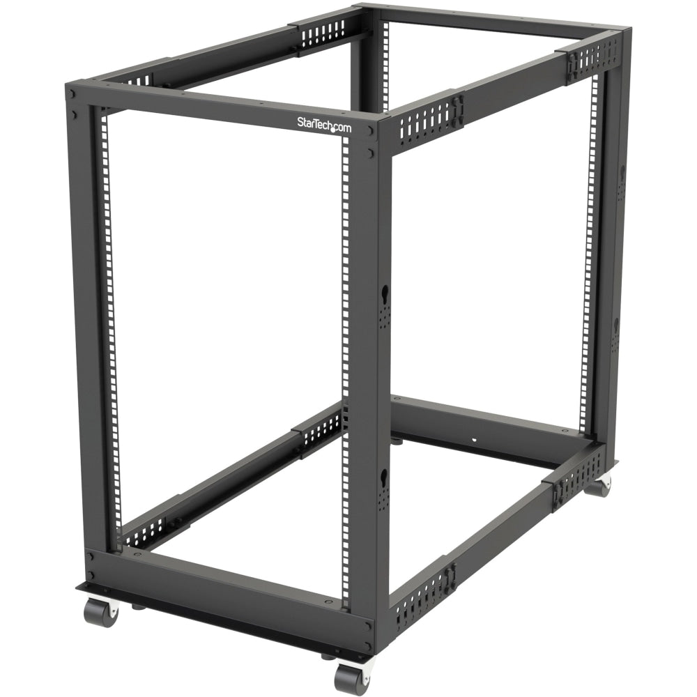 StarTech.com 18U Open Frame Rack - 4 Post - 22-40 in. Adjustable Depth - 1200 lb. Weight Capacity - Includes Casters (4POSTRACK8U)