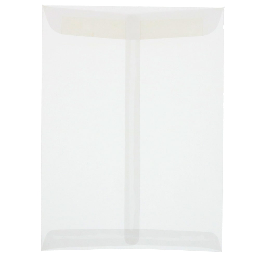 JAM Paper Open-End 9in x 12in Catalog Envelopes, Gummed Seal, Clear Translucent, Pack Of 10