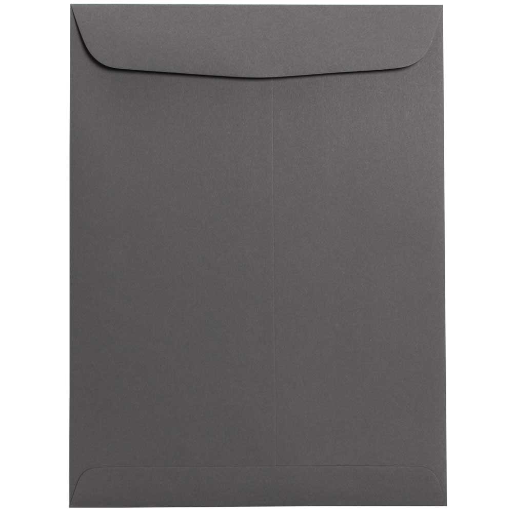 JAM Paper Open-End 9in x 12in Catalog Envelopes, Gummed Seal, Dark Gray, Pack Of 10
