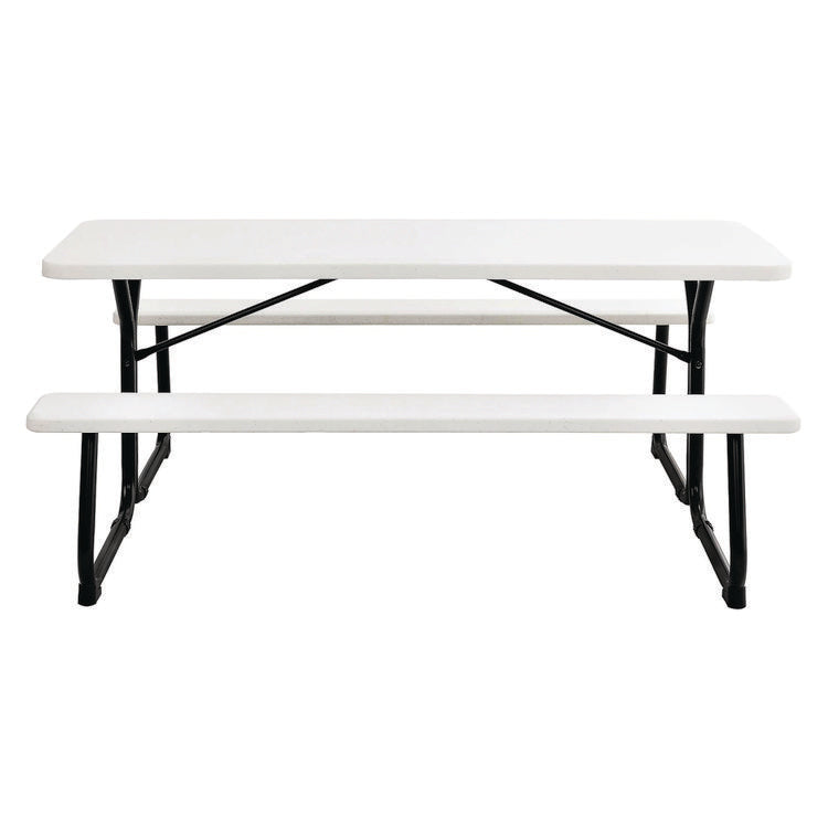 Blow-Molded Plastic Picnic Table, Rectangular, 72 x 60 x 30, White Top, White Base/Legs