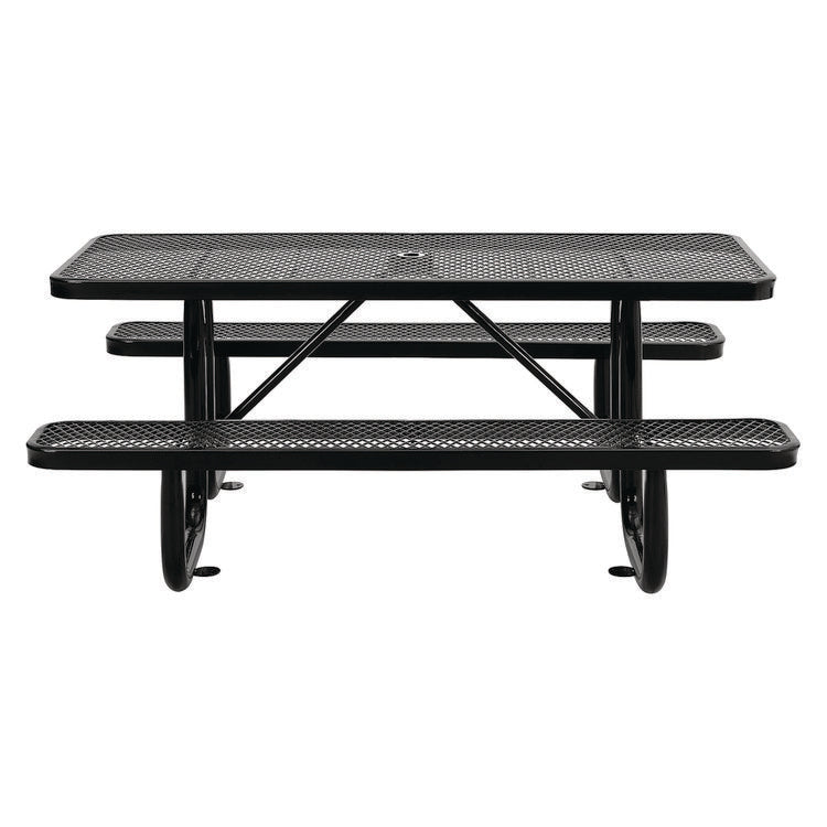 Expanded Steel Picnic Table, Rectangular, 72 x 62 x 29.5, Black Top, Black Base/Legs