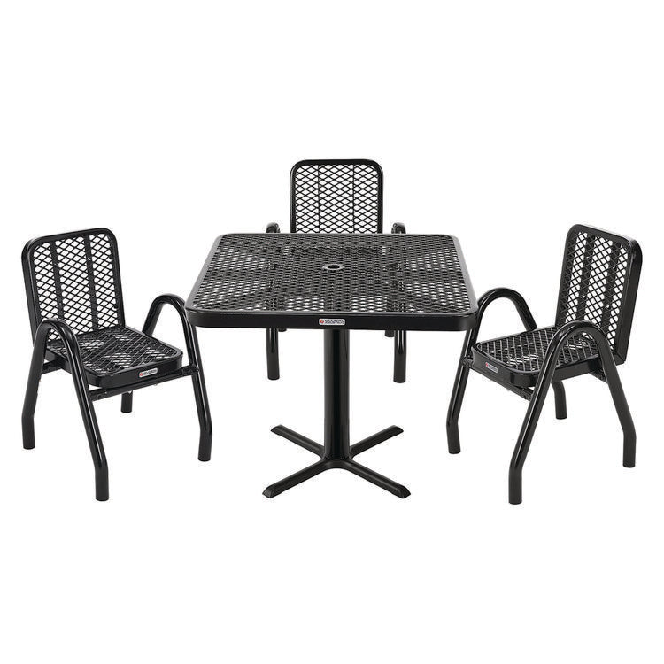 Outdoor Dining Set, Square, 36 x 36 x 36, Black Top, Black Base/Legs