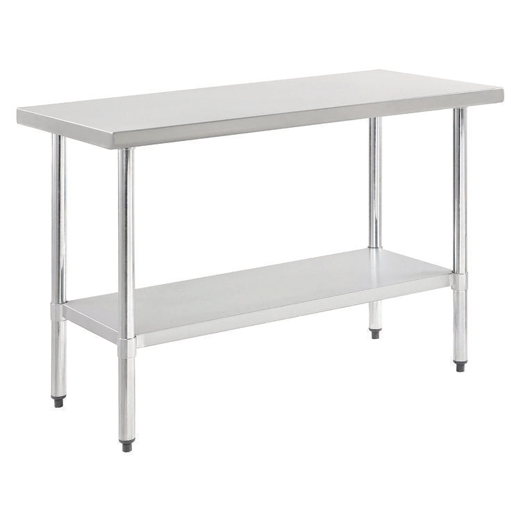 Work Table with Undershelf, Rectangular, 72 x 30 x 35, Silver Top, Silver Base/Legs