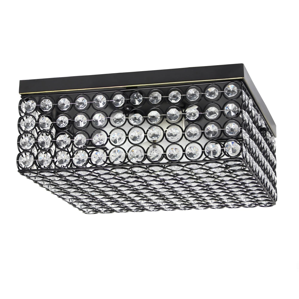 Lalia Home Glam 2-Light Square Flush-Mount Ceiling Lamp, Restoration Bronze/Crystal