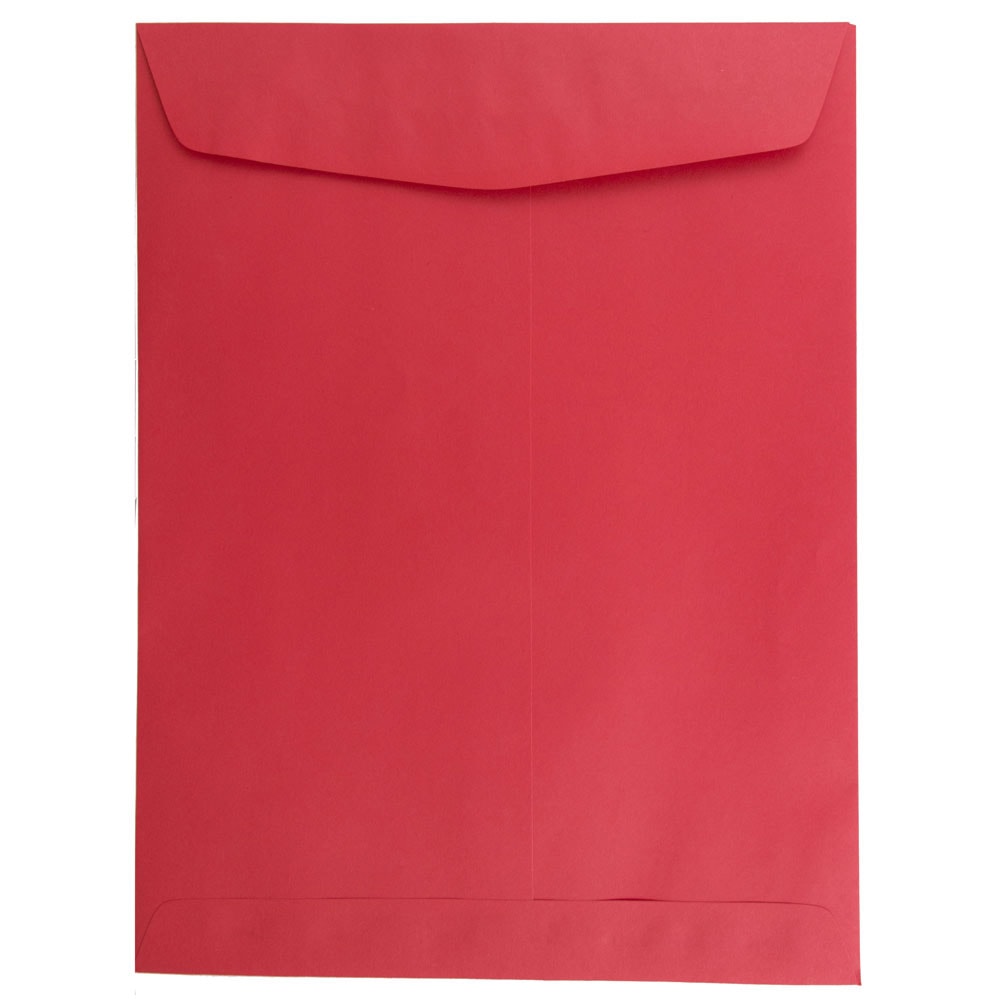 JAM Paper Open-End 9in x 12in Catalog Envelopes, Gummed Seal, 30% Recycled, Red, Pack Of 10