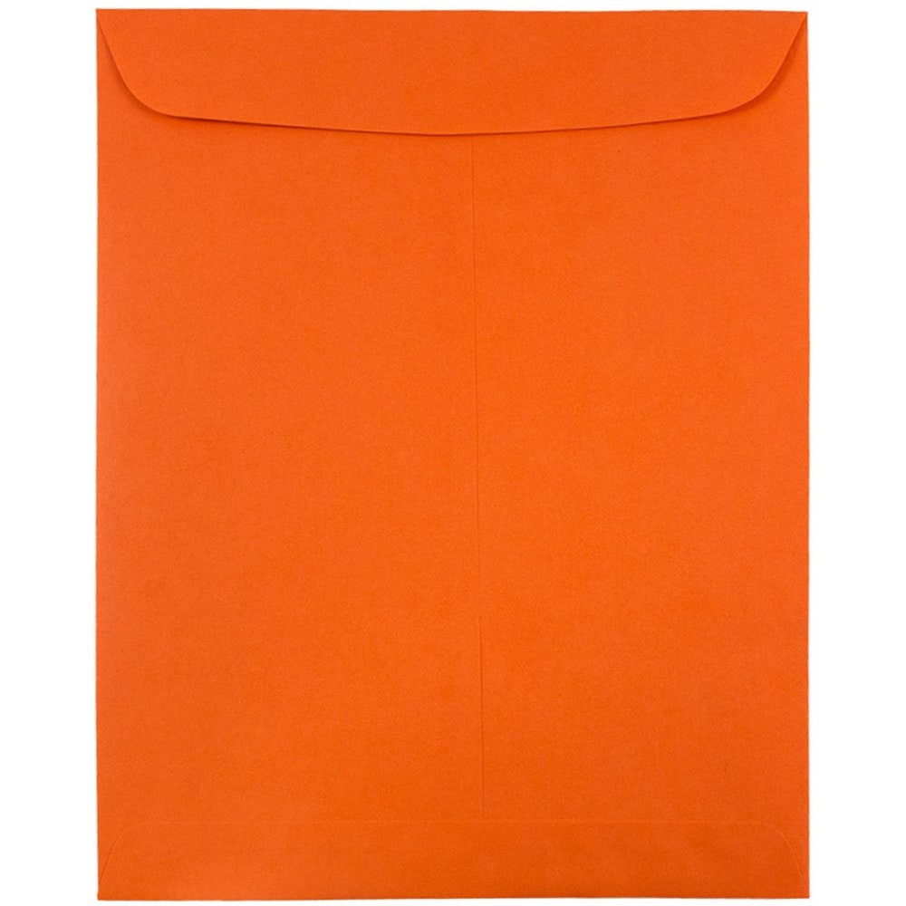 JAM Paper Open-End 9in x 12in Catalog Envelopes, Gummed Seal, 30% Recycled, Orange, Pack Of 10