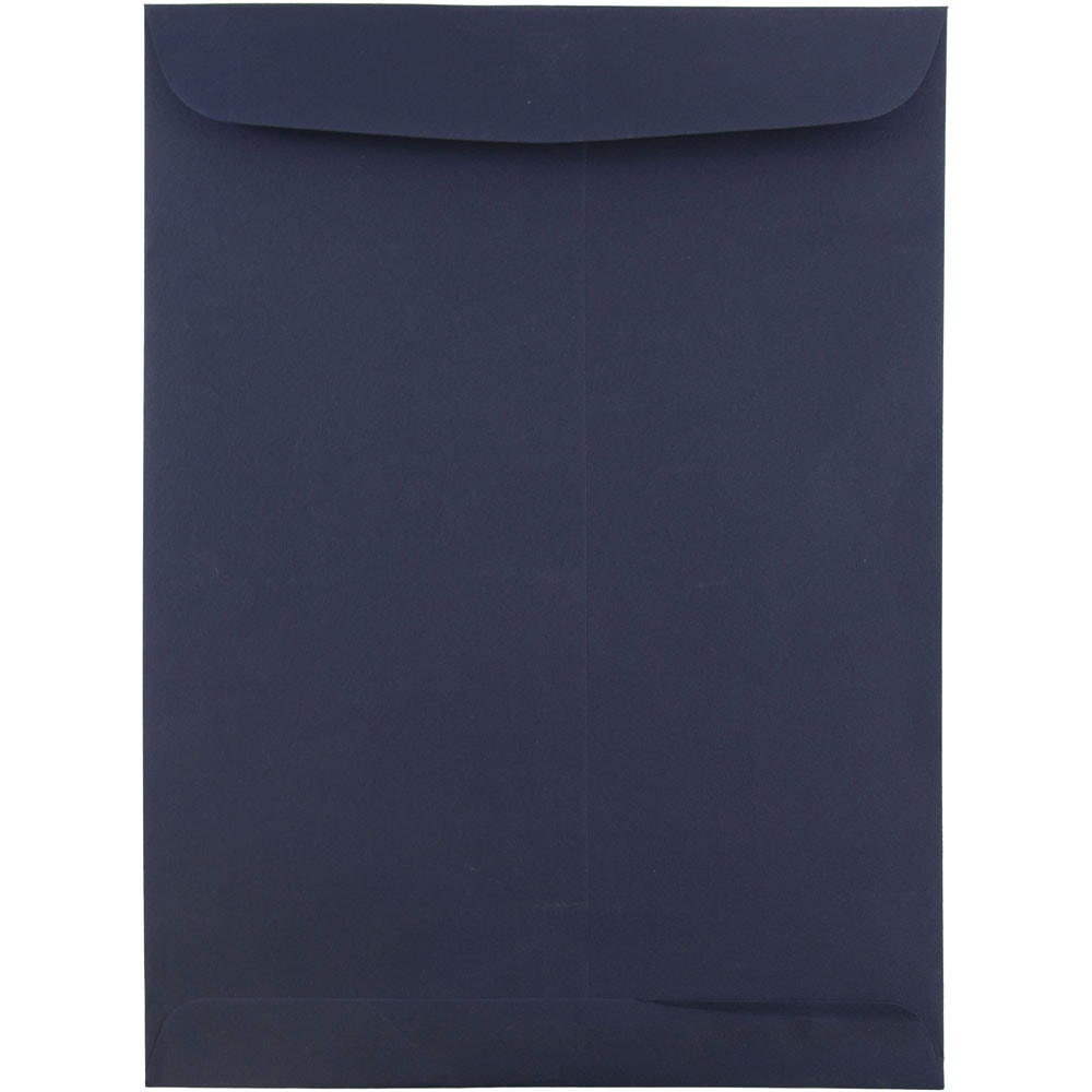 JAM Paper Open-End 9in x 12in Catalog Envelopes, Gummed Seal, Navy Blue, Pack Of 10