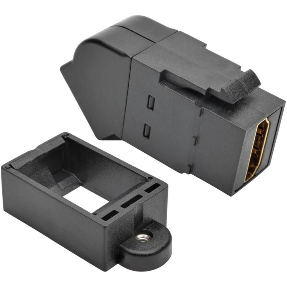 Tripp Lite HDMI Coupler Keystone Panel Mount Angled All-in One F/F Black - 1 x HDMI Female Digital Audio/Video - 1 x HDMI Female Digital Audio/Video - Gold Plated Connector - Black