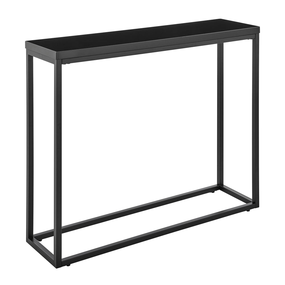 Eurostyle Teresa Console Table, 29-7/8inH x 35-2/5inW x 9-7/8inD, Matte Black/High Gloss Black