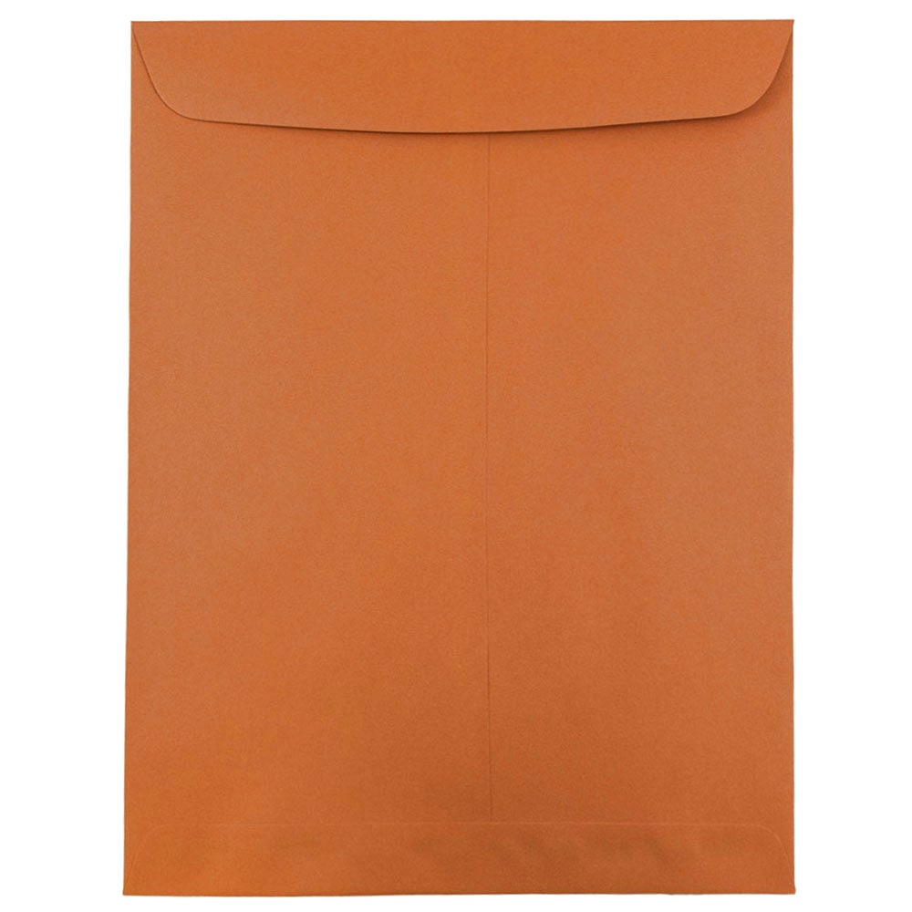 JAM Paper Open-End 10in x 13in Catalog Envelopes, Gummed Closure, Dark Orange, Pack Of 10